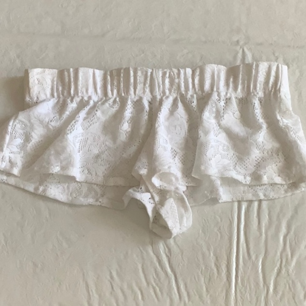 Lisa Blue Lace Shorty Short Swimsuit coverup - White (#52)